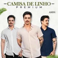 Camisa Masculina Social Linho Manga Curta Linho Várias Cores Tamanho P M G GG e XG