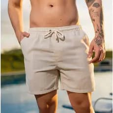 Short Linho Masculino Bermuda Casual Mauricinho Premium Leve Slim Praia