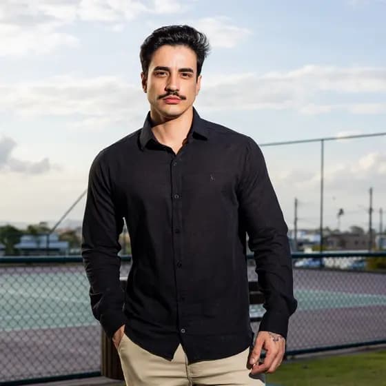Camisa Social Masculina Manga Longa Linho Slim Fit Verão Elegante Premium De Luxo