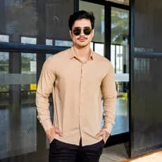 Camisa Social em Casual Masculina Manga Longa 100% Viscose com Trama do Linho