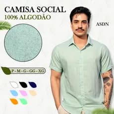 Camisa Masculina Social Linho Manga Curta Verão P ao XG I Camisa Leve, Sofisticada e Respirável