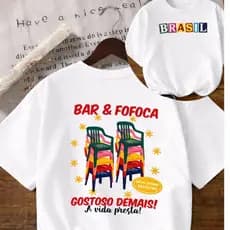 Camiseta Camisa Feminina 100%Algodão roupa blusa estilosa Copa do Brasil Bandeira Bar e Fofoca