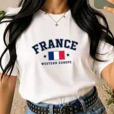 Camiseta Camisa Feminina 100%Algodão roupa blusa estilosa Copa Do Mundo Seleção França Feminina