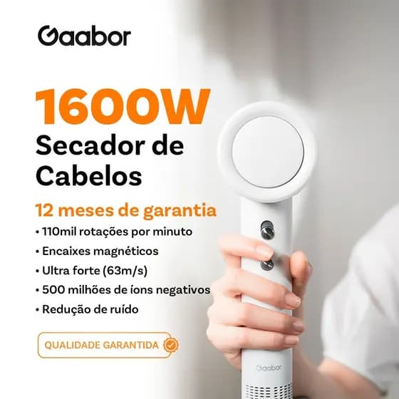 Gaabor Secador Vento Forte Íons Negativos 110000 RPM HD-M02B/M02C -1