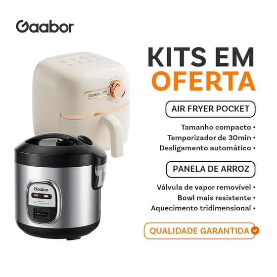 [Venda em conjunto] Gaabor Air Fryer 1,4L AF20M + Panela de Arroz 1L RC20M com Tecnologia Antiaderente e Fácil Limpeza