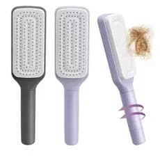 Escova De Cabelo Autolimpante Retrátil Anti Frizz Desembaraçadora Com Massagem 24cm