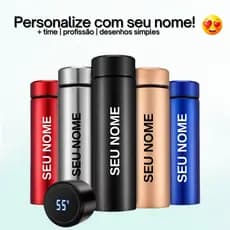 Garrafa Térmica Personalizada com LED inteligente 400ML - Nome, Logo, Desenho, Time