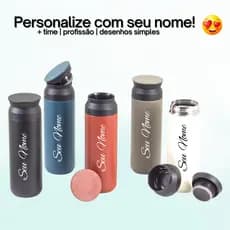 Garrafa Térmica Personalizada 520ml - Nome, Time, Profissão, Logotipo