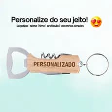 Chaveiro Abridor Personalizado Multifunções - Nome, Logo, Time, Profissão
