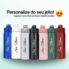 Garrafa Térmica Personalizada 680ml - Nome, Time, Logotipo, Desenhos