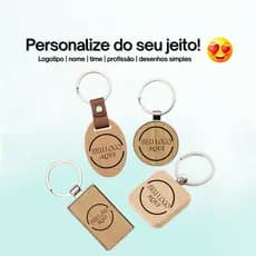 Chaveiro de Madeira com Metal - nome/logo/trabalho/casa