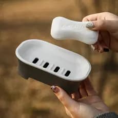 Caixa de sabonete com tampa, dupla camada, com drenagem de água, para banheiro doméstico, viagens, suporte de sabonete p