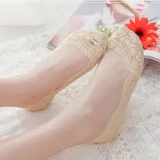 Meias femininas estilo coreano com renda, meias invisíveis de verão finas com silicone antiderrapante, meias respiráveis