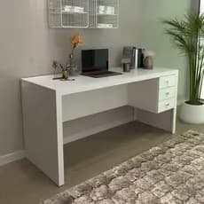 Mesa para Escritório 155cm com 3 Gavetas Reversível Branco