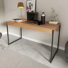 Mesa para Escritório 136cm ME4156  Tecno Mobili Amêndoa/Preto
