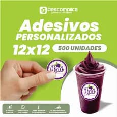 500 ETIQUETAS ADESIVAS 12x12 cm PERSONALIZADAS COM SUA LOGO OU ARTE, BRILHO OU FOSCO A PROVA DE AGUA