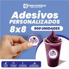 500 ETIQUETAS ADESIVAS 8x8 cm PERSONALIZADAS COM SUA LOGO OU ARTE, BRILHO OU FOSCO, A PROVA DE AGUA