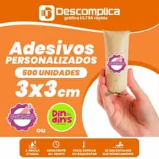 ADESIVO ETIQUETA 500 und  BRILHO OU FOSCO PERSONALIZADO COM SUA LOGO A PROVA DE AGUA 3x3