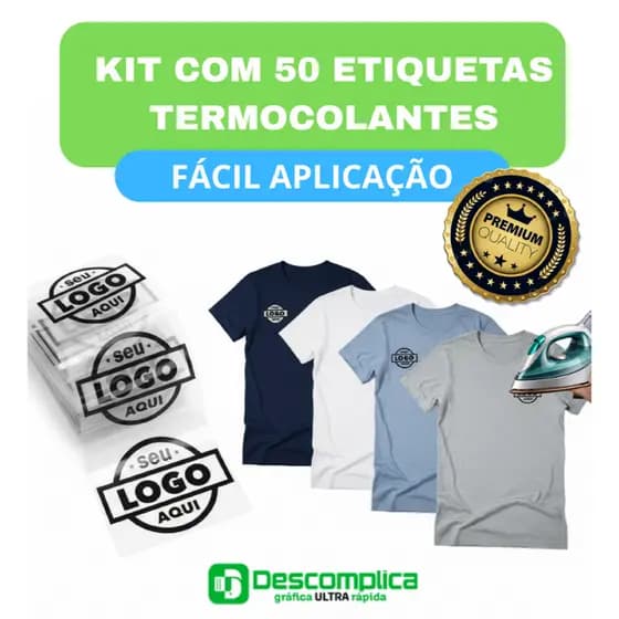 KIT COM 50 ETIQUETAS / ESTAMPA TERMOCOLANTES  DTF, LOGO PERSONALIZADAS - ENVIO RÁPIDO