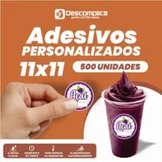 500 ETIQUETAS ADESIVAS 11x11cm VINIL,  PERSONALIZADAS COM SUA LOGO OU ARTE, BRILHO OU FOSCO, A PROVA DE AGUA