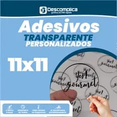 ETIQUETA ADESIVA 11X11 CM VINIL TRANSPARENTE PERSONALIZADA