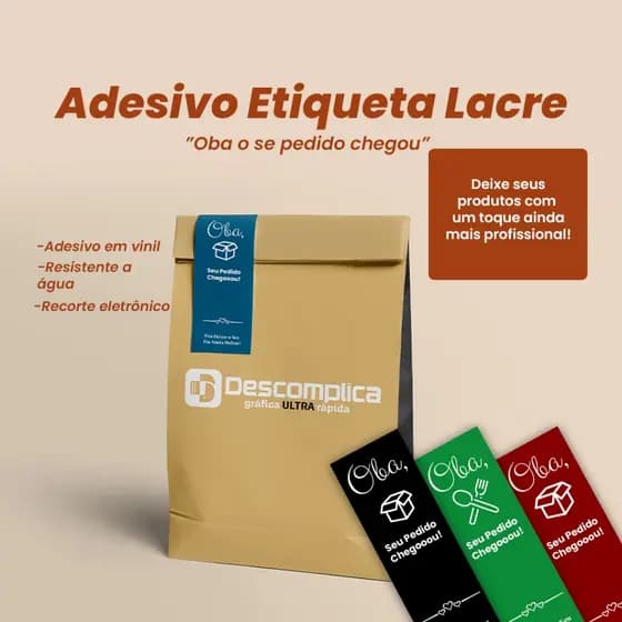 100 Adesivos Etiqueta Lacre para embalagens  - Oba Sua encomenda chegou!