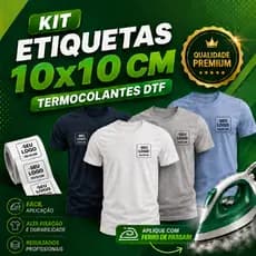 KIT ETIQUETAS / ESTAMPA 10X10 CM TERMOCOLANTES DTF, LOGOS PERSONALIZADAS - ENVIO RÁPIDO