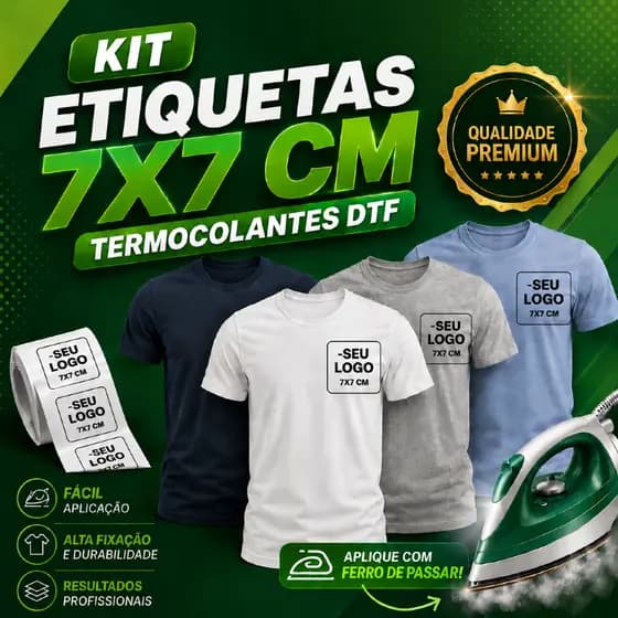 KIT ETIQUETAS / ESTAMPA 7X7 CM TERMOCOLANTES DTF, LOGOS PERSONALIZADAS - ENVIO RÁPIDO