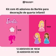 Kit Adesivo De Parede Decorativo Infantil feminino da Barbie