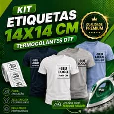 KIT ETIQUETAS / ESTAMPA 14X14 CM TERMOCOLANTES DTF, LOGOS PERSONALIZADAS - ENVIO RÁPIDO