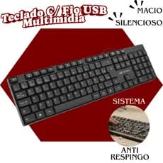 Teclado Com Fio USB - Macio, Silencioso, Durável - C3Tech KB-M10BK