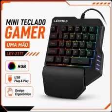 Mini Teclado Com Fio Gamer RGB LEHMOX LEY-2117
