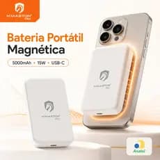 Power Bank Magnético H'Maston 5000mAh Sem Fio 15W USB-C Carregador Portátil MagSafe iPhone Android