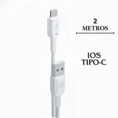 Cabo Carregamento Turbo 2 Metros Tipo C para iPhone IOS Android Câmera Vídeo Game Celular PowerBank