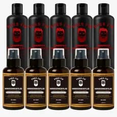 Kit 5 X Pro Barber MinoxDNACapilar Spray + 5 puro fio shampoo 250ml Crescimento Barba Cabelo Rápido Envio Imediato