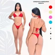 Biquini Feminino Asa Delta Cortininha Texturizado Suplex Ajuste Perfeito Moda Praia 2026