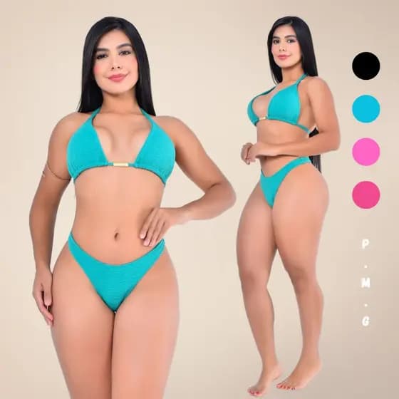 Biquini Feminino Cortininha Bojo Asa Delta Cintura Alta Plaquinha Texturizado Suplex Moda Praia 2026