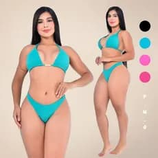 Biquini Feminino Cortininha Bojo Asa Delta Cintura Alta Plaquinha Texturizado Suplex Moda Praia 2026