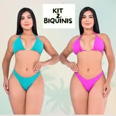 Kit 2 Biquinis Canelado Bojo Calcinha Asa Delta Laterais Finas Suplex Feminino Moda Praia 2026