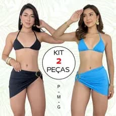Kit 2 Biquini Saida de Praia 3 Pecas Conjunto Completo Suplex Feminino Moda Praia 2026