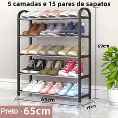 5 Andares 65cm Sapateira de Metal 15/20 pares de sapatos e Plastico Organizador Prateleira Multiuso Sapatos e Sapateiras