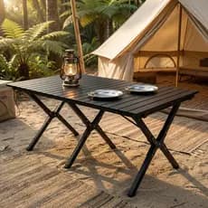 Mesa de camping dobrável 90/120 cm, mesa dobrável para uso externo, mesa de camping em aço carbono