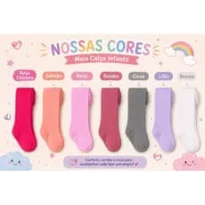 Meia Calça Infantil Menina Fio 80 Grossa Quente Lisa Inverno 1 a 12 Anos Várias Cores