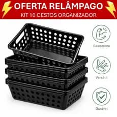 Organizador de Armário Kit 10 Cestos Plástico Médio para Gaveta Cozinha Banheiro Lavanderia Casa