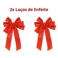 Conjunto 2 Laços de Enfeite de Natal Brilho Glitter 18x28 cm - WF1653