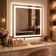 Espelho com LED 3 CORES vários tamanhos Quadrado Decorativo para Banheiro, Lavabo,Salão ,penteadeira