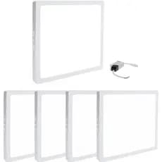 KIT 5 Plafon LED, Painel LED Sobrepor Quadrado Slim 24w luz amarela (amarela)28,5x28,5cm, 110-220v(BIVOLT)