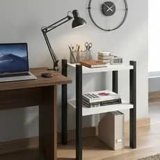 Mesa de Apoio Multiuso Organizadora 2 Prateleiras em Madeira Pinus para Sala Quarto e Escritório