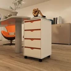 Gaveteiro MDF 4 Gavetas com Rodízios Organizador Moderno Multiuso Compacto Premium