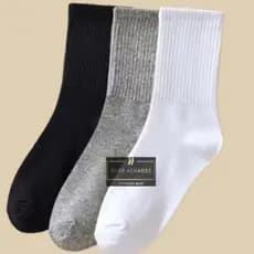 Kit ate 15 Pares Meia Cano Longo masculina Frio Algodão lisa